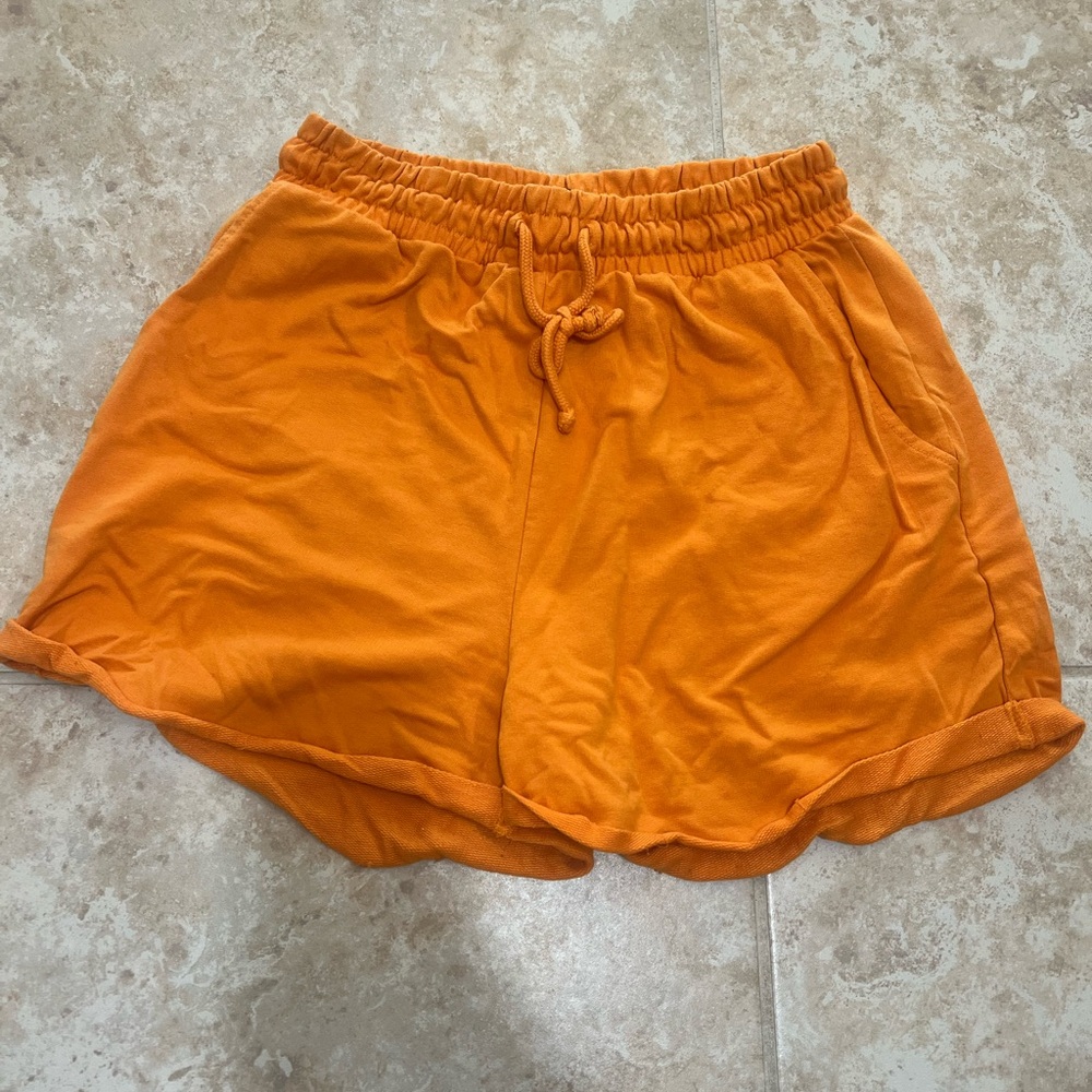 Missguided Women’s Orange Drawstring Shorts Size 4 Casual Lounge Gym
